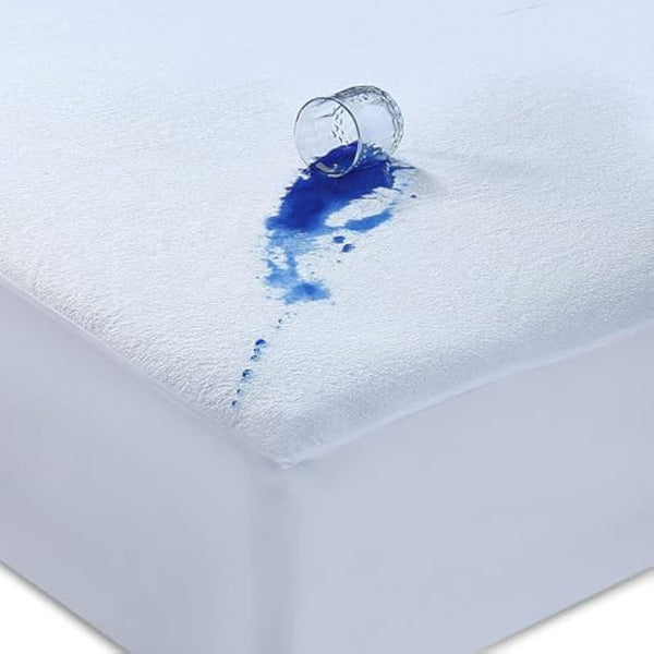 Caroline Shatuik 100% Waterproof Mattress Protector Double-30Cm Extra Deep Stretch Skirt Non-Noisy Terry Top Fitted Mattress Protector Double Bed Cover(137X190Cm)
