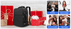 Large 45x36x20 Black Laptop Backpack for Women, Cabin Bag for EasyJet Underseat Use, Carry On Rucksack with Shoe Pouch, Organiser Pockets for Office, School, Travel and Daily Commute