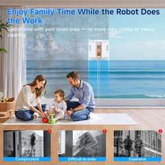 2025 Intelligent Electronic Window Cleaning Robot, Featuring 7.5Kpa Strong Suction, Smart Route Planning, an 8-Layer Safety Protection System, Edge Cleaning Capabilities, Washable Rags, Double-Sided Nozzles, And Water Volume Display