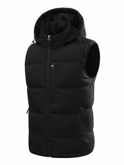 Men'S Winter Warm Sleeveless Padded Vest Casual Hooded Jacket Detachable Thickened Outerwear Vest Contrast Color Design Men Women Couple Same Style Elastic Shrinkage Windproof Warm Cold-Resistant Top Winter New Style
