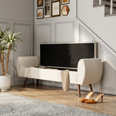1pc Upholstered Bench Chiar With Storage Box, Padded Bench With Storage Space, Window Seat Bench, End of Bed Bench, Shoe Bench, Footstool With Wooden Legs For Hallway, Living Room, Bedroom, 153*46*54cm