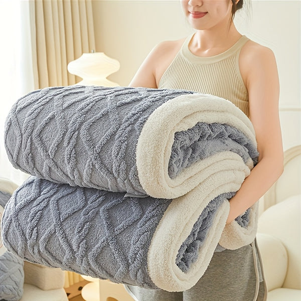 All-Season Thickened Coral Fleece Throw Blanket - Soft, Cozy