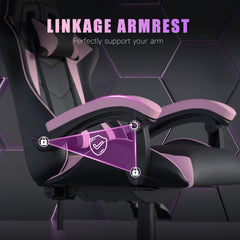 GartistGo Ergonomic Gaming Chair - Gamer Chairs with Lumbar Cushion + Headrest, Height-Adjustable Office & Computer Chair for Adults, Girls, Boys (Without footrest)