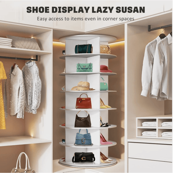 5/7 Tier Rotating Shoe Rack- 360° Spinning Floor Stand With Shelves For Home & Dorm, Easy Assembly, Durable PVC Material, Versatile Storage