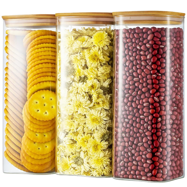 Glass Storage Jars with Lids Airtight Spaghetti Pasta Storage Container Kitchen Containers Clear Food Storage containers for Spaghetti Pasta Oats Cereal Rice