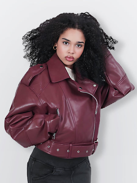 Women'S Long Sleeve PU Jacket For Autumn And Winter, Faux Leather Jacket, Mothers Day Gifts For Mom