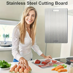 Stainless Steel Chopping Board - 15* 11-inch Anti-slip Kitchen Chopping Board, 13* 9-inch Cutting Board. Safe to Use, Scratch-resistant, Easy to Clean, Durable And Hygienic. Suitable for Meat, Vegetables And Fruits