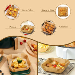 Air Fryer Paper Liners Square Disposable Airfryer Parchment Paper,Heat Resistant,Greaseproof,Airfryer Accessories Suitable for Microwave Oven, Steamer, Cooking Utensils