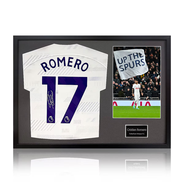 Christian Romero Signed Framed Spurs Shirt Including 1 Photo, with Whitemount