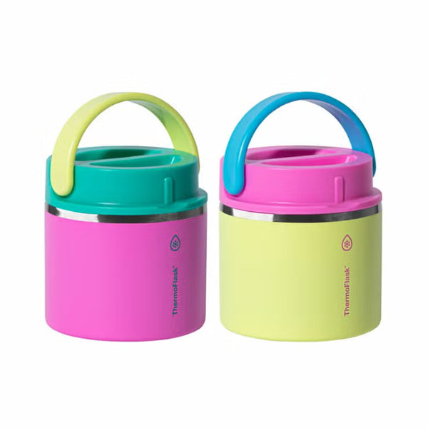 Thermoflask Food Jars 591Ml, 2 Pack in Electric Sunset & Tropical Glow
