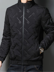 Lightweight Winter Stand Collar Jacket for Men, Quilted Thermal Business Casual Coat, Cold Weather Outerwear
