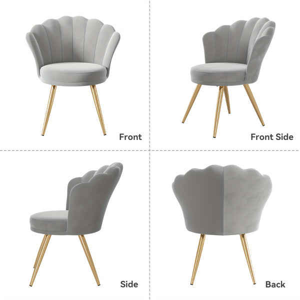 Modern Velvet Accent Chair With Back, Upholstered Vanity Chair For Makeup Room, Makeup Side Chair Desk Chair With Golden Metal Legs For Bedroom Living Room
