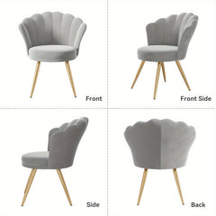 Modern Velvet Accent Chair With Back, Upholstered Vanity Chair For Makeup Room, Makeup Side Chair Desk Chair With Golden Metal Legs For Bedroom Living Room