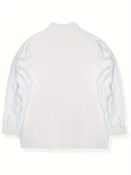 Men's Sweater, Half-high Collar Zip-up Cable Knit Sweater, with Adjustable Collar Opening, Crafted Using Classic Cable Knit Technique, Simple and Versatile, Suitable for Casual Daily Wear, Presenting a Mature and Stable Fashion Style, Ideal for