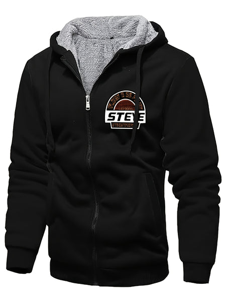 Men'S Cozy Fleece Hoodie, Stylish Color-Blocked Jacket for Autumn And Winter