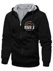 Men'S Cozy Fleece Hoodie, Stylish Color-Blocked Jacket for Autumn And Winter