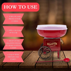 Marco Paul Candy Floss Machine 500W Retro Cart Style Cotton Candy Maker Machine for Kids & Adults Candy Floss Maker Kitchen Appliance for Birthday Party Cotton Candy Machine Christmas Gifts