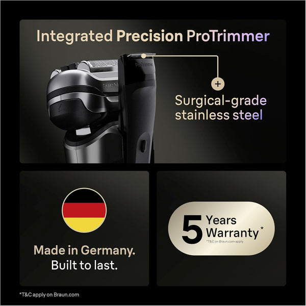 Braun Shavers Series 9 Pro+ Electric Shaver for Men, Wet & Dry Electric Razor, 5+1 Ultra Thin Precision Blades, Pro Sensoadapt, 6 in 1 Smartcare Center, 60 Min Runtime, 9665CCE Graphite