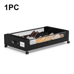 Lunaluke 1/2/4pcs Under Bed Storage with Wheels XXL 60L Large Capacity Rolling Underbed Storage Bins Organizer for Clothes, Shoes, Blankets, Toys, Books and Seasonal Items, Space-Saving Under Bed Drawer Box for Bedroom, Closet, Dorm, Living Room and Kids