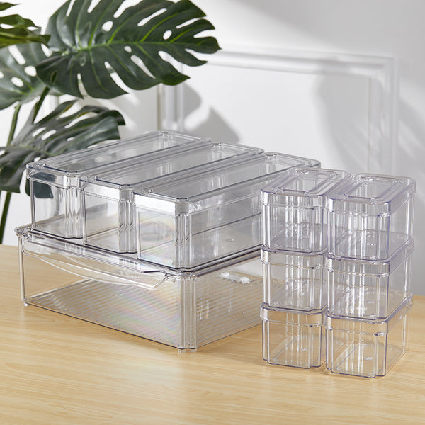 10pcs Transparent Sealed Moisture Proof Kitchen Refrigerator Storage Box Set, Household Stackable Fruit and Vegetable Preservation Box, Snack Storage Box, Saving Space