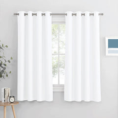 PONY DANCE Grey Blackout Thermal Insulated Curtains for Bedroom, 46 X 54 Inch Short Eyelet Curtains & Drapes, Soft Black Out 2 Panels for Window Living Room/Kitchen