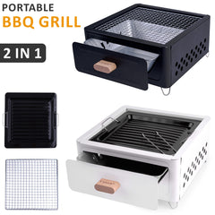 Portable BBQ Grill, Folding Tabletop Charcoal Barbecue Grill, Foldable Stainless Steel BBQ Grill for Camping, Garden, Travel, Picnic, Outdoor