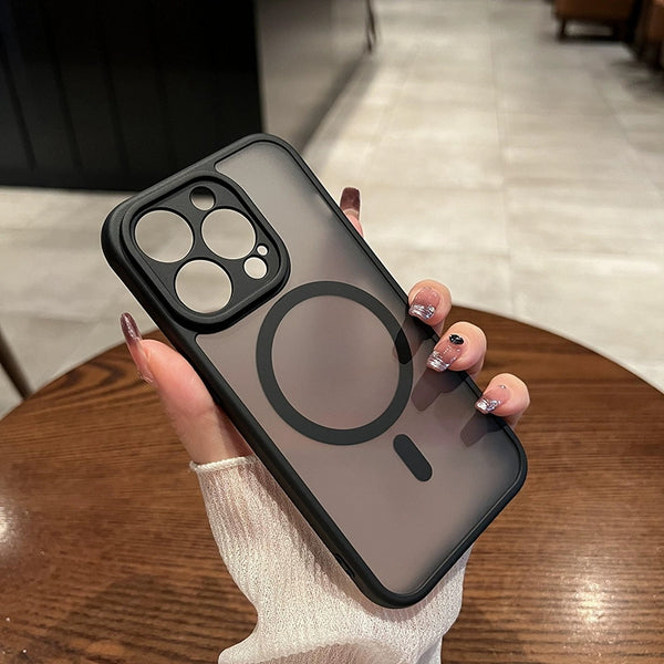 Phone Case - Premium Minimalist Frosted Skin-Feel Magnetic Phone Case - Fingerprint-Resistant, with Lens Protection, Wireless Charging Supported, Black Business-Style Protective Case for Iphone 17/16/15/14/13/12/11 Pro Max/Plus, Precise Cutouts