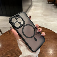 Phone Case - Premium Minimalist Frosted Skin-Feel Magnetic Phone Case - Fingerprint-Resistant, with Lens Protection, Wireless Charging Supported, Black Business-Style Protective Case for Iphone 17/16/15/14/13/12/11 Pro Max/Plus, Precise Cutouts