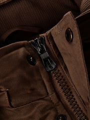 A Durable And Warm Medium to Long Men'S Winter Jacket, Suitable for Casual Work, Featuring Multiple Pockets, a Zipper, And a Hood for Outdoor Wind