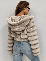 Exclusive New Autumn/Winter Collection: Elegant Three-Dimensional Women's Autumn/Winter Hooded Plush Outerwear, Stylish and Warm Autumn/Winter Outfit