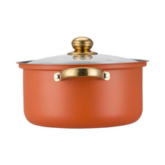 Stainless Steel Soup Pot Set (10PCS), Multi-Purpose Household Milk and Soup Pots, Multiple Sizes for Daily Cooking, Hot Pot and Noodles, Gold-Plated Handle, Orange