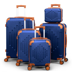 4/5pcs Hard Shell Luggage Set, Expandable & Lightweight Hardside Suitcase With 360° Spinner Wheels (12, 16, 20, 24, 28 Inch) - Stylish White Paired With Brown Luggage