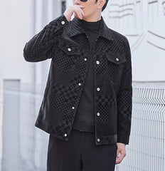 Men's Checkered Jacket with Lapel