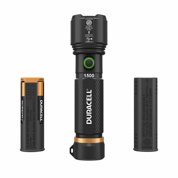 Duracell 1500 Lumen Dual Power Flashlight, 4 Pack
