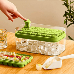 Ice Cube Tray with Lid and Bin, 56pcs Ice Cube Mold, 2 Trays & Ice Scoop, BPA