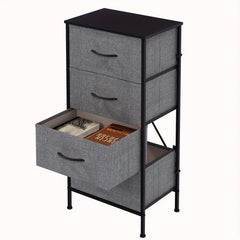Modern 4-Drawer Dresser Storage Cabinet with Metal Frame & MDF Wood - Grey Spacious Dresser with Anti-Tip Safety & Adjustable Feet, Assembly, Standalone Furniture Unit Suitable for Bedroom or Living Room (17.7” X 11.8” X 35.8”)