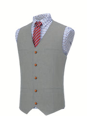 Men'S Vest Wool Blend Herringbone Vintage Men'S Fashion Vest, Groom Best Man Formal Wedding Party Casual Vest