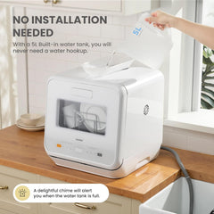 COMFEE' Table Top Dishwasher, Mini Countertop Dishwasher with 6+3 Programs, Steam Wash, Baby Care & Fruit Wash, No Plumbing, Delay Start, 72H Storage - White