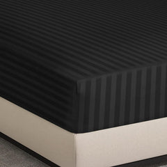 fORZA TEXTILES Luxury Stripe Fitted Sheet Soft Satin Stripe Bed Sheet with Deep Pocket Design, Strong Elasticated Corners for Secure Fit, Wrinkle Resistant and Breathable Fabric, Hotel Quality Bedding for Single Double King Super King, Multiple Colours Av
