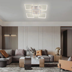 Flausch 5-Light 60Cm Modern Ceiling Light, Dimmable LED Flush Mount with Remote, Squares Acrylic Chandelier