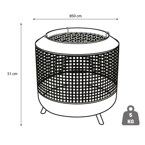 Redfire Midland Wood Burning Fire Basket + BBQ Grill