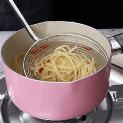 AEX Stainless Steel ladle Frying Spoon Strainer with Wood Handle Pasta Strainer Wooden Spoons Cooking Utensils for Kitchen Cooking Frying Food Ladle Spider Skimmer Mesh Strainer Skimmer Frying Spoons Spider Strainer Skimmer Wire Skimmer Ladle Kitchen Uten