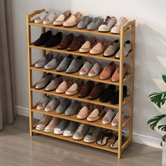 TOYANDONA Space-Saving Bamboo Shoe Rack, Multi-Tier Freestanding Organizer, 4/5/6 Tier Organizational Shelf for 24-30 Pairs of Shoes, Suitable for Entryway, Closet, Bedroom And Hallway Storage