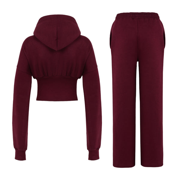 Women Corset Fit Hoodie and Trouser 2Pc Zip Tracksuit Set 2Pc Set with Zip Front, Long Sleeves and Straight Leg Pants, Perfect for All Seasons, Top Set