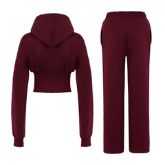 Women Corset Fit Hoodie and Trouser 2Pc Zip Tracksuit Set 2Pc Set with Zip Front, Long Sleeves and Straight Leg Pants, Perfect for All Seasons, Top Set