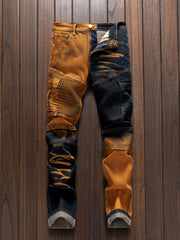 Fashionable Comfortable Street Style Casual All-Match Men'S Individual Multi-Pocket Biker Style Jeans