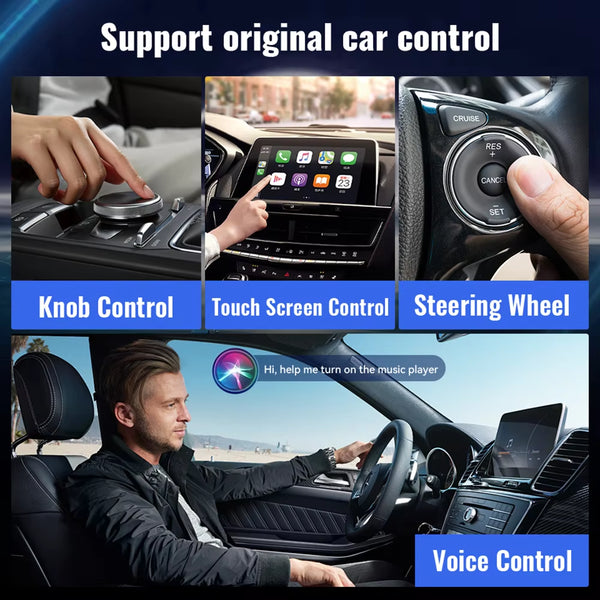 NEW Android14 Wireless Carplay and Android Auto 3In1 Quad Core 4GB+64GB Smart Box Built-In Apps for Youtube Nexflit Wifi