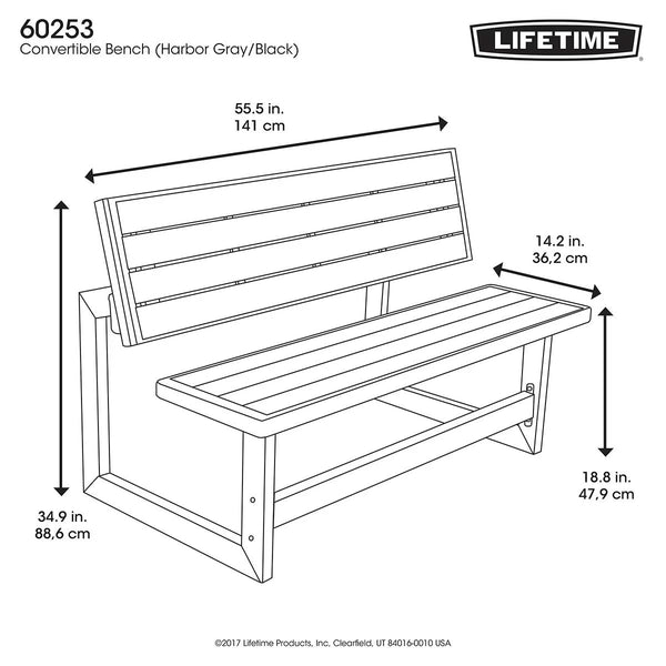 Lifetime Simulated Wood Look Convertible Bench - Model 60253