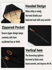 Men'S Cardigan Hooded Fleece Thickened Sweatshirt, Fashionable Fleece Warm Hoodie, Comfortable Loose Drawstring Hooded Sweatshirt, Autumn And Winter Men'S Clothing, Men'S Casual Hooded Sweatshirt with Zipper Pockets, Suitable for Winter And Autumn