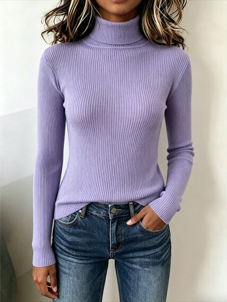 3PACKS Women Slim Fit Turtleneck Long Sleeve Top Basic Solid Color Fitted Pullover Daily Casual Fashion Outfits